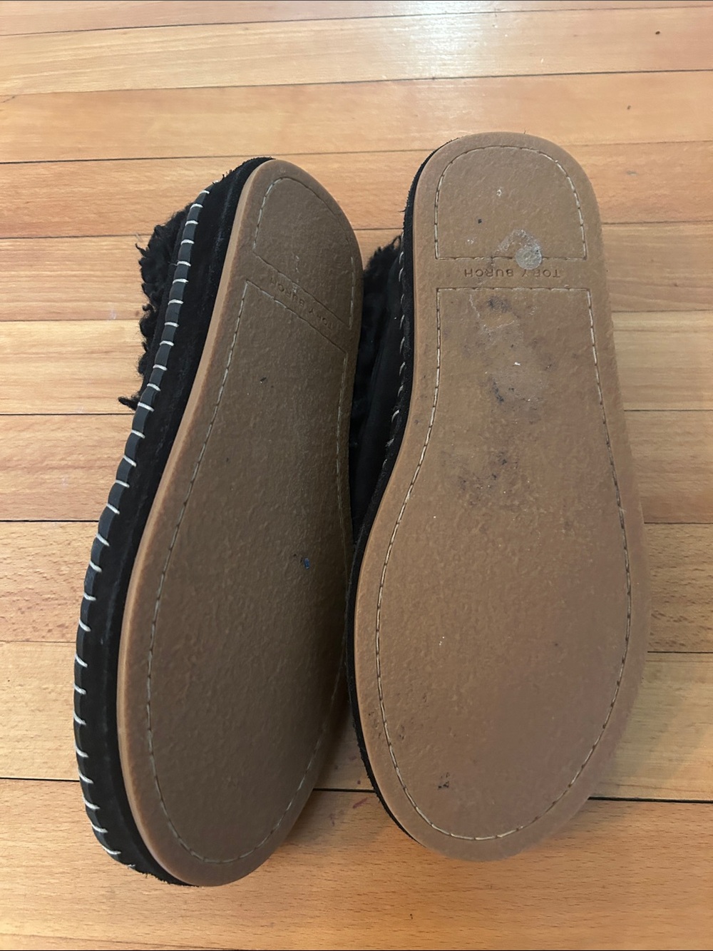 Tory Burch Black Shearling Moccasin Slippers - Picture 2 of 2
